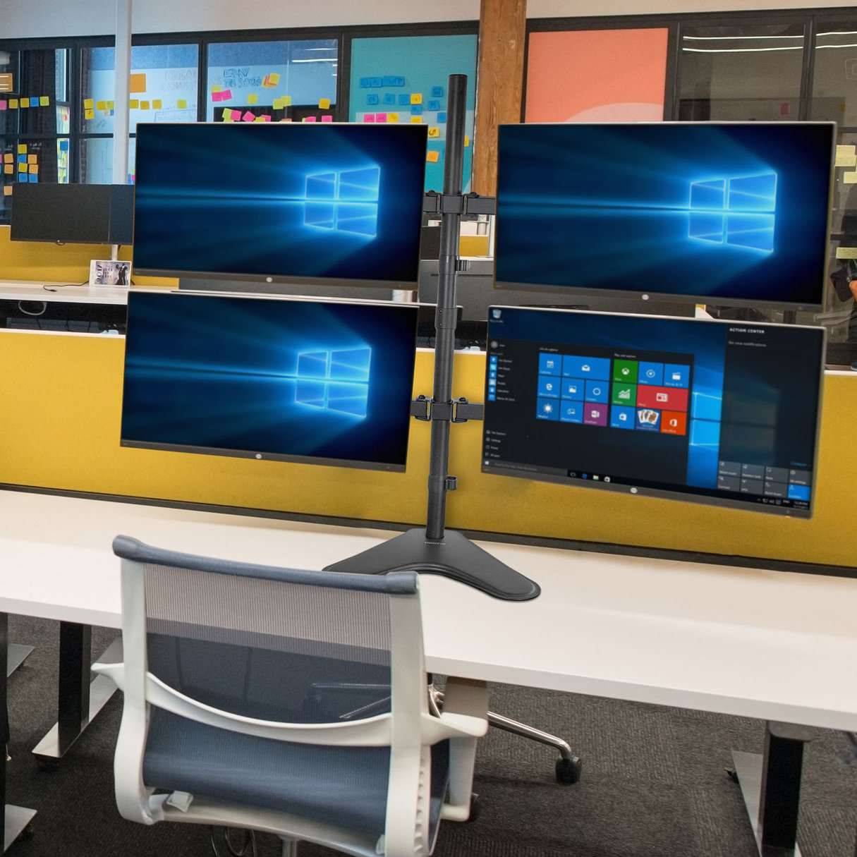 MountIt Quad Monitor Stand Height Adjustable Standing 4 Screen Mount